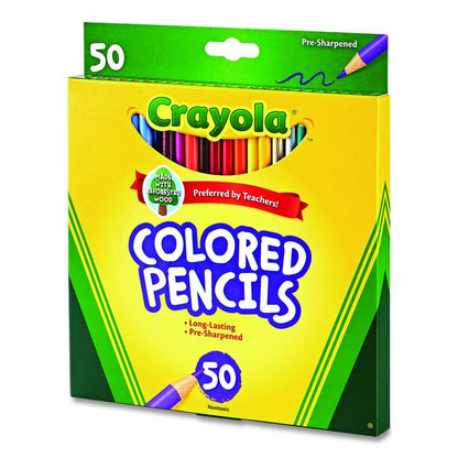 Long-Length Colored Pencil Set, 3.3 mm, 2B, Assorted Lead and Barrel Colors, 50/Box