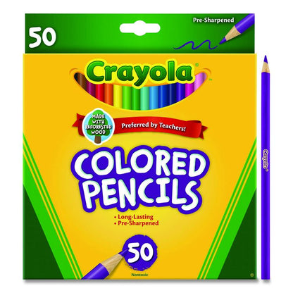 Long-Length Colored Pencil Set, 3.3 mm, 2B, Assorted Lead and Barrel Colors, 50/Box