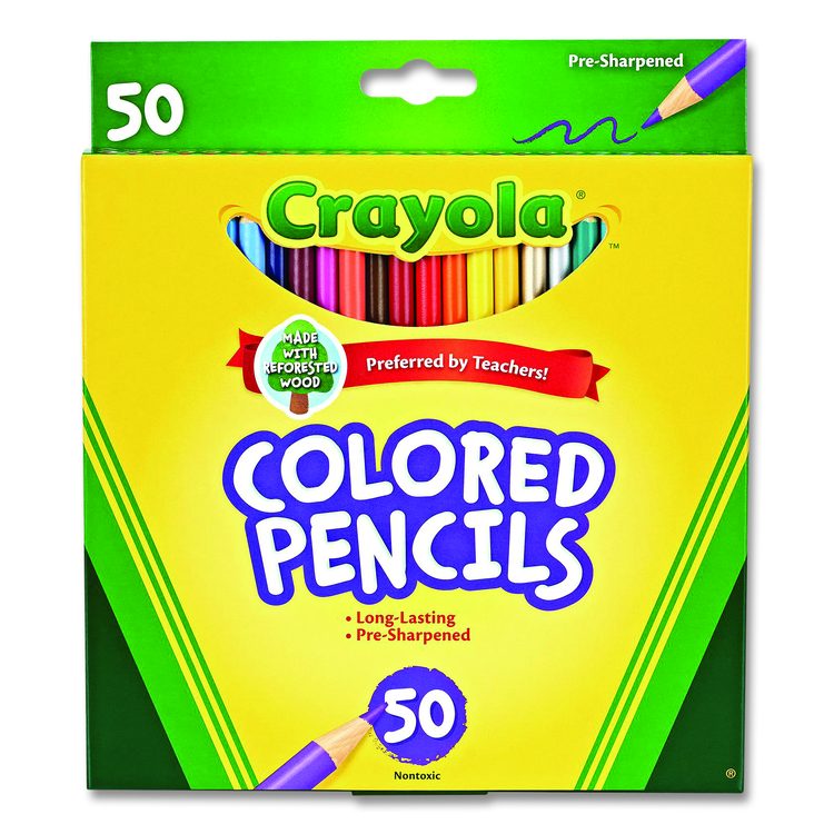 Long-Length Colored Pencil Set, 3.3 mm, 2B, Assorted Lead and Barrel Colors, 50/Box