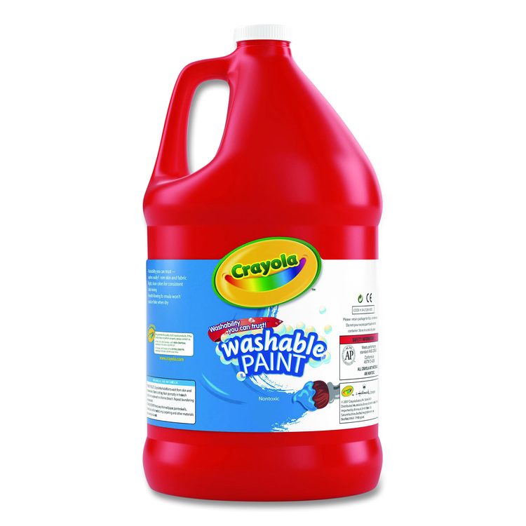 Washable Paint, Red, 1 gal Bottle