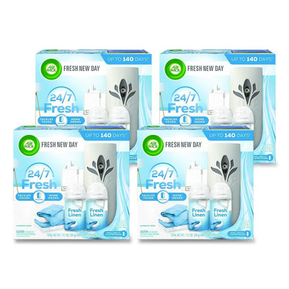 Freshmatic Ultra Automatic Starter Kit, Gadget/(2) 5.89 oz Fresh Linen Refills/AA Battery, 4 Kits/Carton