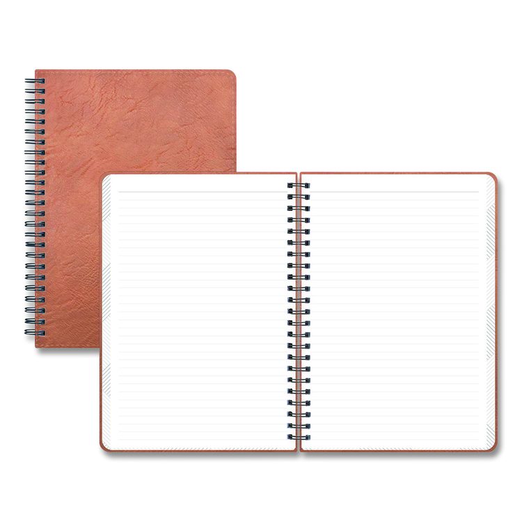 ASMBLD Faux Leather Wirebound Notebook, 1-Subject, Medium/College Rule, Tan Cover, (80) 8.5 x 5.75 Sheets