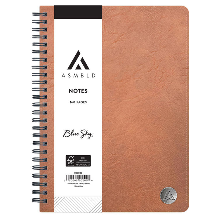 ASMBLD Faux Leather Wirebound Notebook, 1-Subject, Medium/College Rule, Tan Cover, (80) 8.5 x 5.75 Sheets