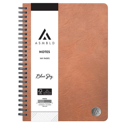 ASMBLD Faux Leather Wirebound Notebook, 1-Subject, Medium/College Rule, Tan Cover, (80) 8.5 x 5.75 Sheets