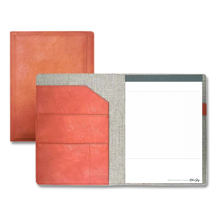 ASMBLD Professional Faux Leather Padfolio, 8.5 x 11 Pad, 9.45 x 12.13, Snap Closure, Tan
