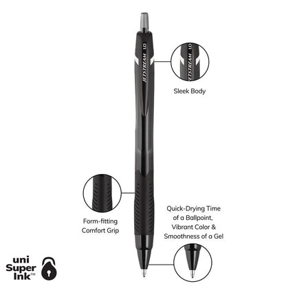 Jetstream Elements Hybrid Gel Pen, Retractable, Medium 1 mm, Black Ink, Translucent Black/Black Barrel, Dozen
