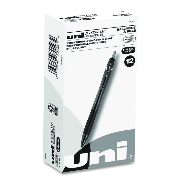 Jetstream Elements Hybrid Gel Pen, Retractable, Medium 1 mm, Black Ink, Translucent Black/Black Barrel, Dozen