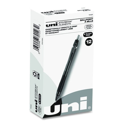 Jetstream Elements Hybrid Gel Pen, Retractable, Medium 1 mm, Black Ink, Translucent Black/Black Barrel, Dozen