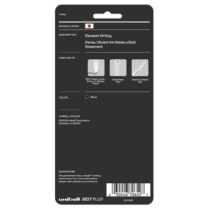 207 Plus+ Gel Pen, Retractable, Medium 0.7 mm, Black Ink, White Barrel, 4/Pack