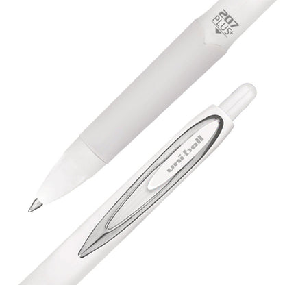 207 Plus+ Gel Pen, Retractable, Medium 0.7 mm, Black Ink, White Barrel, 4/Pack