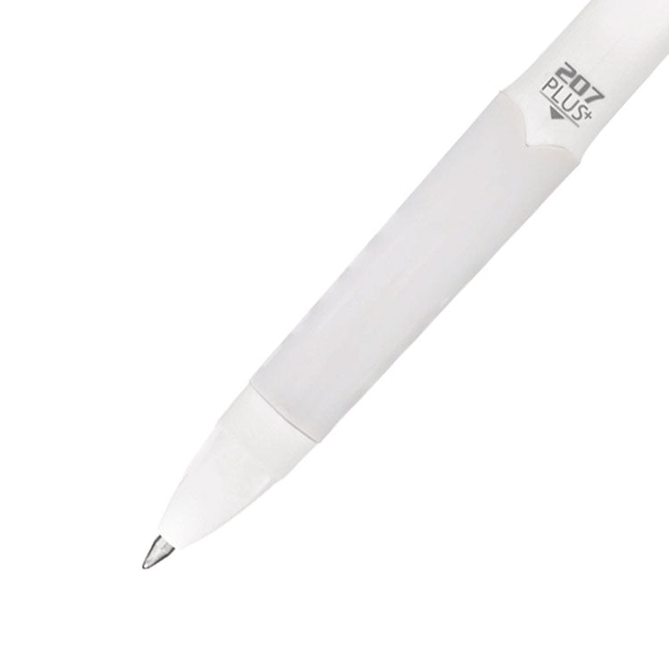207 Plus+ Gel Pen, Retractable, Medium 0.7 mm, Black Ink, White Barrel, 4/Pack