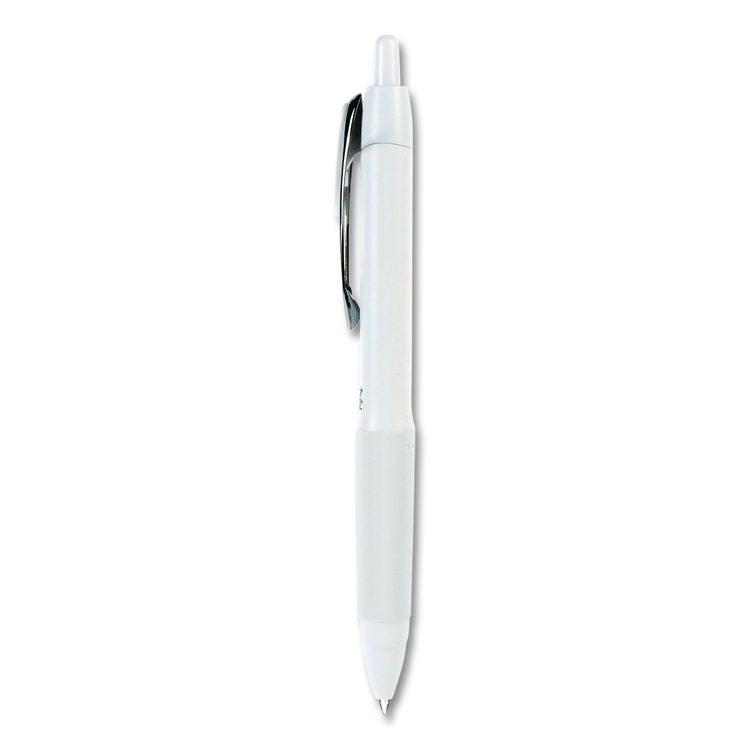 207 Plus+ Gel Pen, Retractable, Medium 0.7 mm, Black Ink, White Barrel, Dozen