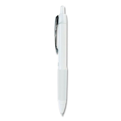 207 Plus+ Gel Pen, Retractable, Medium 0.7 mm, Black Ink, White Barrel, Dozen