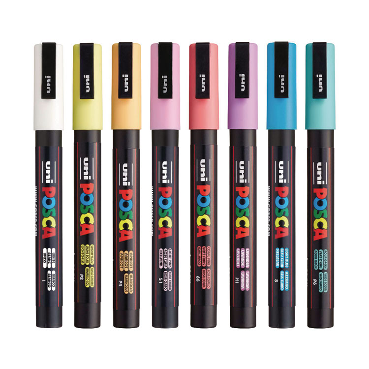 Water-Based Paint Markers, Fine Bullet Tip, 0.9 mm/1.3 mm, Assorted Colors, 8/Set
