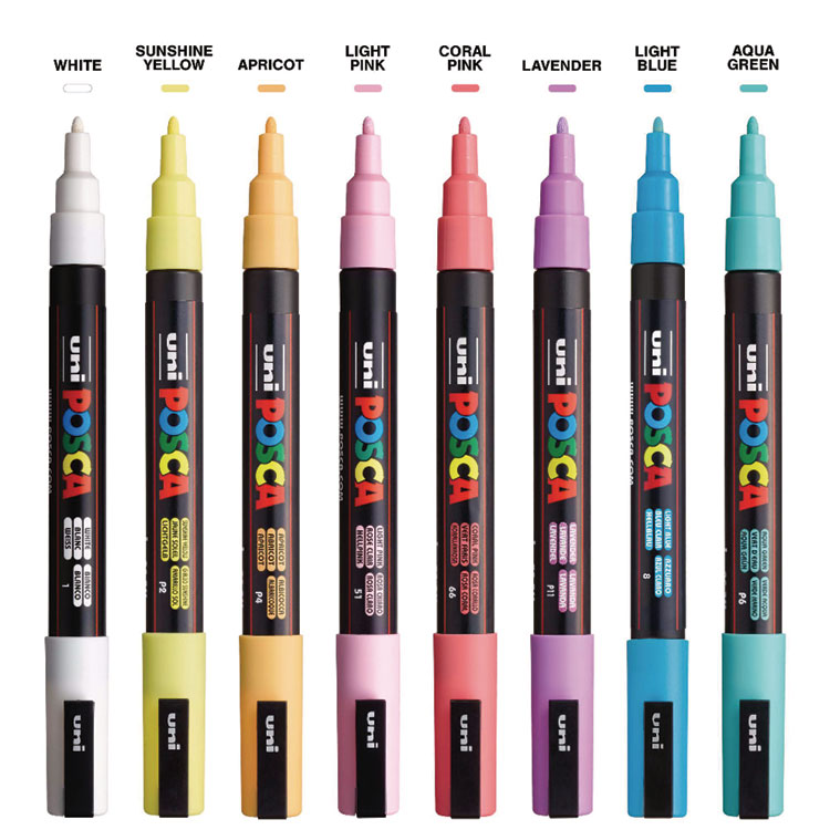 Water-Based Paint Markers, Fine Bullet Tip, 0.9 mm/1.3 mm, Assorted Colors, 8/Set
