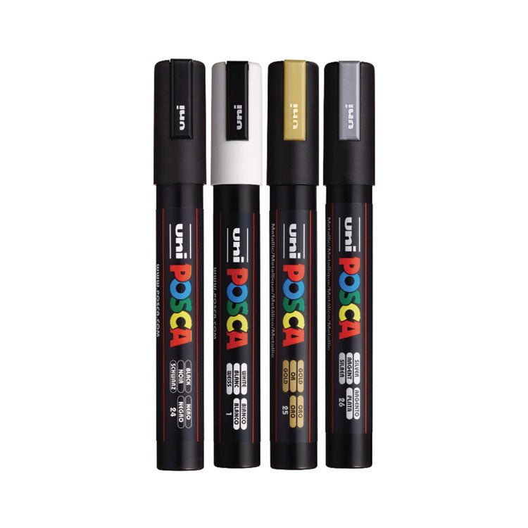 Water-Based Paint Markers, Medium Bullet Tip, Assorted Colors, 4/Set