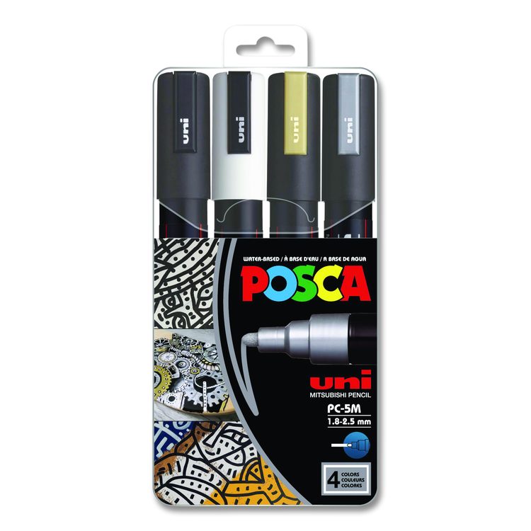 Water-Based Paint Markers, Medium Bullet Tip, Assorted Colors, 4/Set