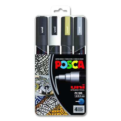 Water-Based Paint Markers, Medium Bullet Tip, Assorted Colors, 4/Set