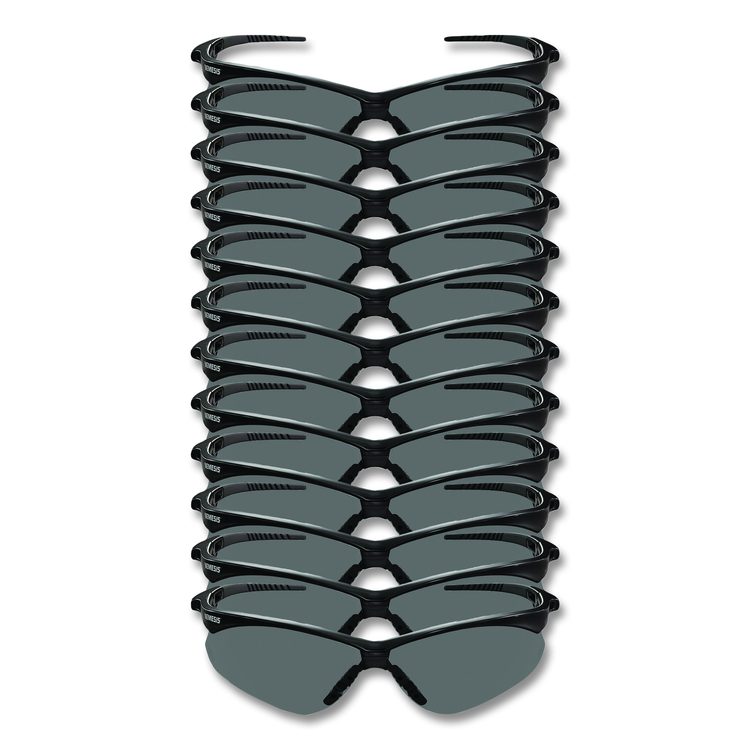 V30 Nemesis VL Safety Glasses, Black Half Frame, Smoke Dual Lens, 12/Carton