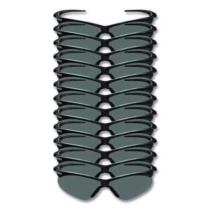 V30 Nemesis VL Safety Glasses, Black Half Frame, Smoke Dual Lens, 12/Carton