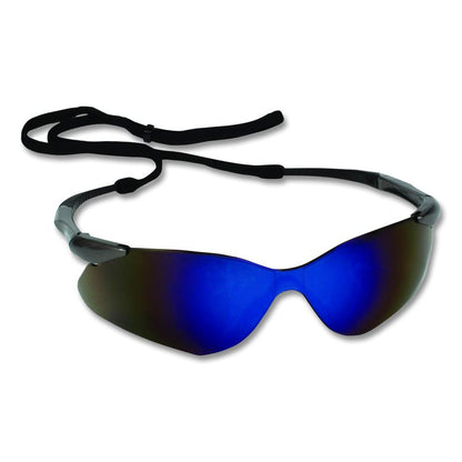 Nemesis Safety Glasses, Gunmetal Half Frame, Blue Dual Lens