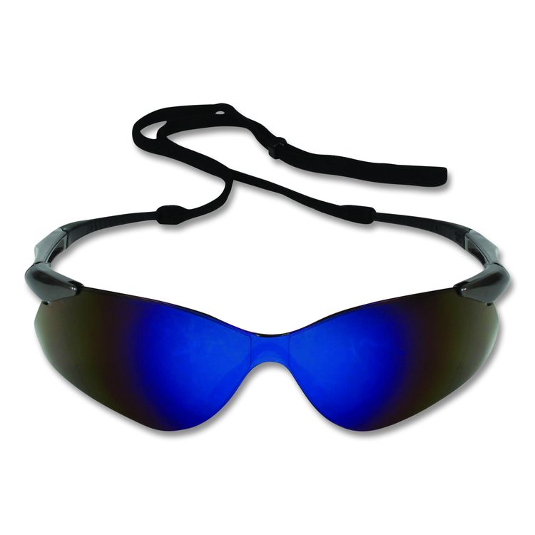 Nemesis Safety Glasses, Gunmetal Half Frame, Blue Dual Lens