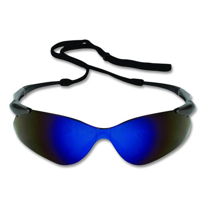 Nemesis Safety Glasses, Gunmetal Half Frame, Blue Dual Lens