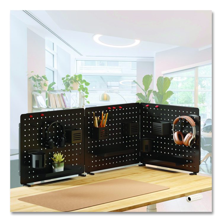 Pegboard Organizer, Three Compartments, 20.58 x 1 x 17, Black, Steel