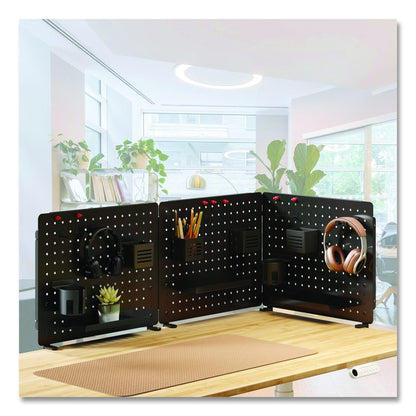 Pegboard Organizer, Three Compartments, 20.58 x 1 x 17, Black, Steel