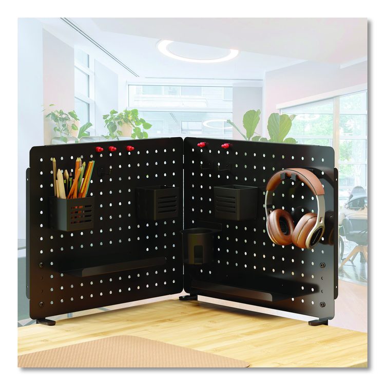 Pegboard Organizer, Three Compartments, 20.58 x 1 x 17, Black, Steel