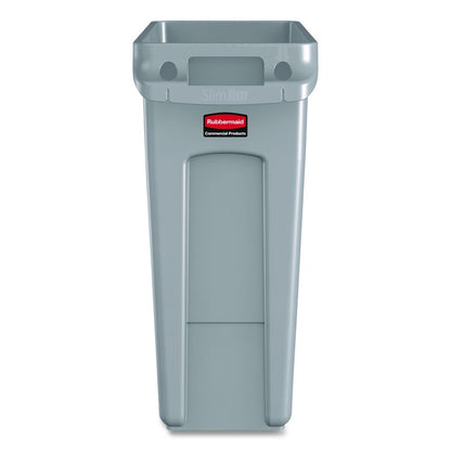 Slim Jim Waste Container with Handles, 16 gal, Plastic, Light Gray
