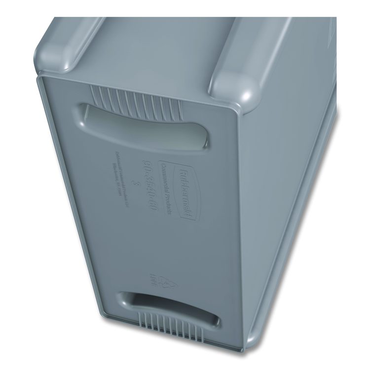 Slim Jim Waste Container with Handles, 16 gal, Plastic, Light Gray
