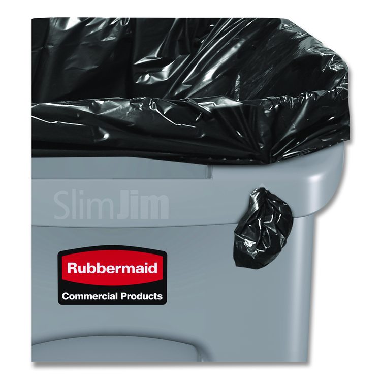 Slim Jim Waste Container with Handles, 16 gal, Plastic, Light Gray