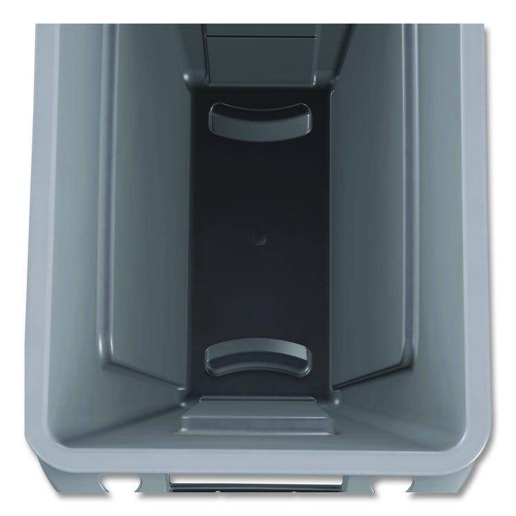 Slim Jim Waste Container with Handles, 16 gal, Plastic, Light Gray