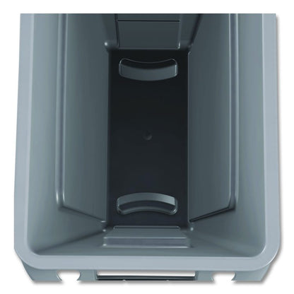 Slim Jim Waste Container with Handles, 16 gal, Plastic, Light Gray