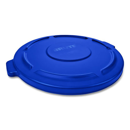 BRUTE Self-Draining Flat Top Lid for 55 gal Round Brute Containers, 26.75" Diameter, Blue, 3/Carton