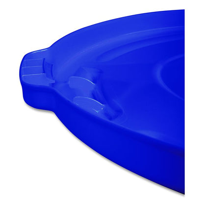 BRUTE Self-Draining Flat Top Lid for 55 gal Round Brute Containers, 26.75" Diameter, Blue, 3/Carton