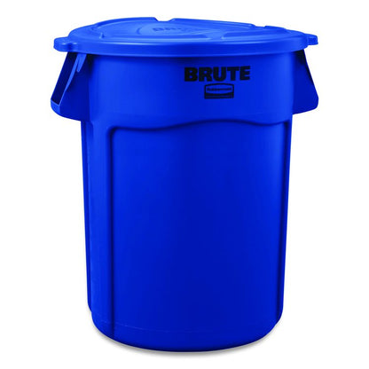 BRUTE Self-Draining Flat Top Lid for 55 gal Round Brute Containers, 26.75" Diameter, Blue, 3/Carton
