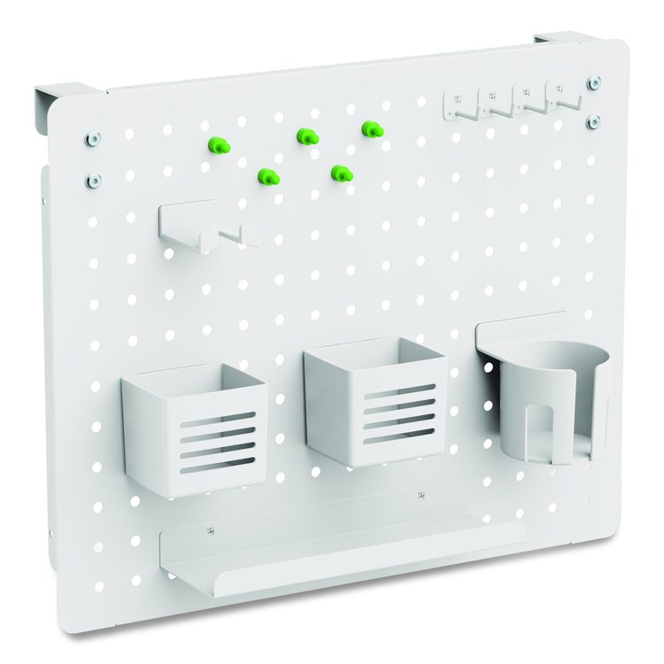 Pegboard Organizer, Three Compartments, 20.58 x 1 x 17, White, Steel