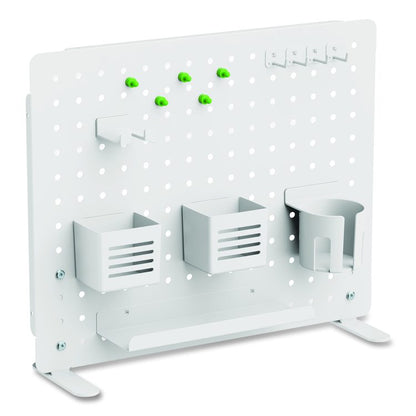 Pegboard Organizer, Three Compartments, 20.58 x 1 x 17, White, Steel