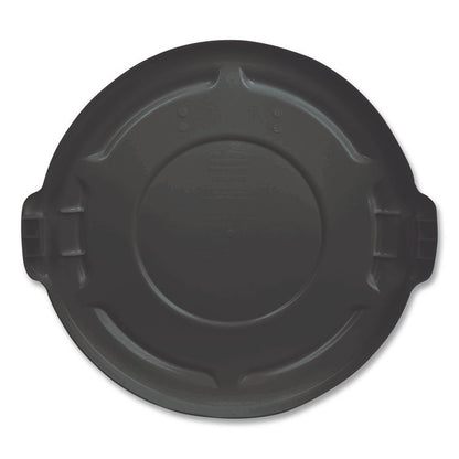 BRUTE Self-Draining Flat Top Lids for 32 gal Round BRUTE Containers, 22.25" dia x 1.63"h, Black