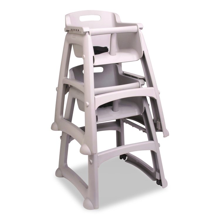 Sturdy Chair Mobile Youth Seat with Casters, Fully Assembled, Four 2" Dual-Wheel Casters, Platinum