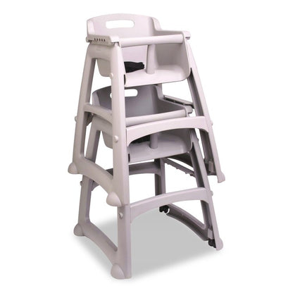 Sturdy Chair Mobile Youth Seat with Casters, Fully Assembled, Four 2" Dual-Wheel Casters, Platinum