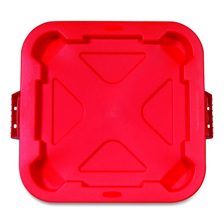 Square BRUTE Lid, 21.88w x 21.88d x 2.13h, Red, 6/Carton