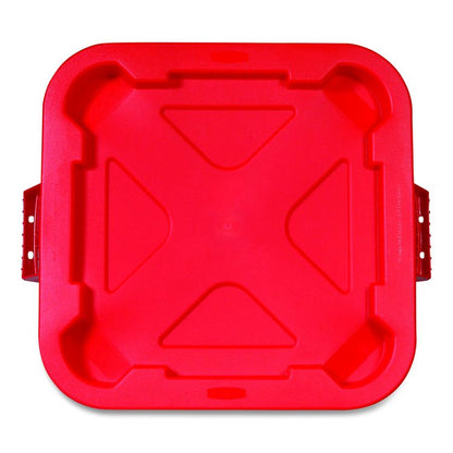 Square BRUTE Lid, 21.88w x 21.88d x 2.13h, Red, 6/Carton