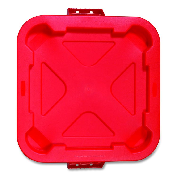 Square BRUTE Lid, 21.88w x 21.88d x 2.13h, Red, 6/Carton