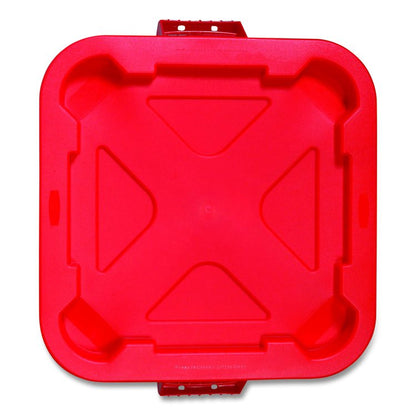 Square BRUTE Lid, 21.88w x 21.88d x 2.13h, Red, 6/Carton
