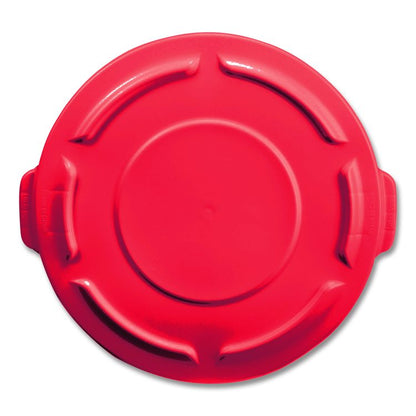 BRUTE Self-Draining Flat Top Lids for 32 gal Round BRUTE Containers, 22.25" Diameter x 3"h, Red, 3/Carton