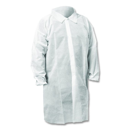 KGA10 Standard Weight Lab Coat for Non-Hazardous Particulate Protection, Large, White, 50/Carton