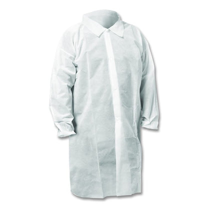 KGA10 Standard Weight Lab Coat for Non-Hazardous Particulate Protection, 2X-Large, White, 50/Carton
